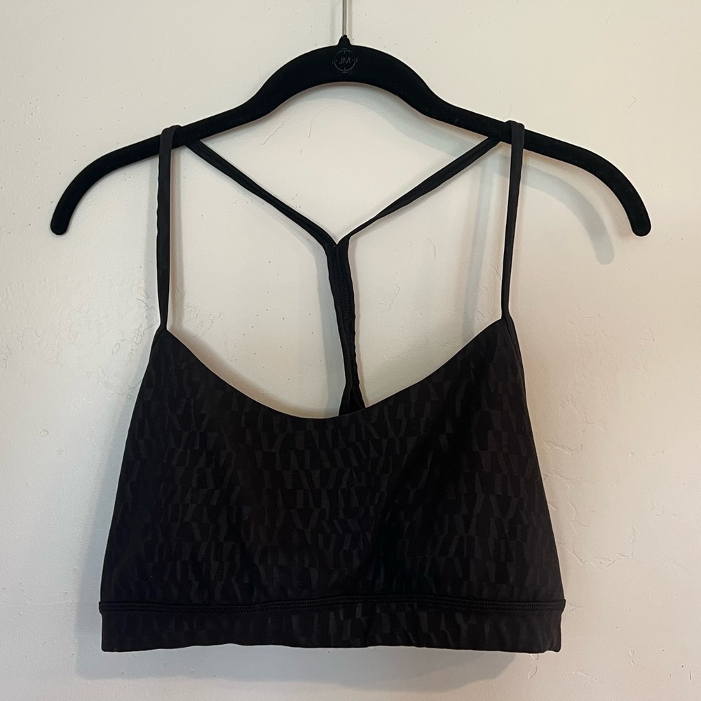 Lululemon Black and Gray Flow Y Sports Bra Nulu Size 14